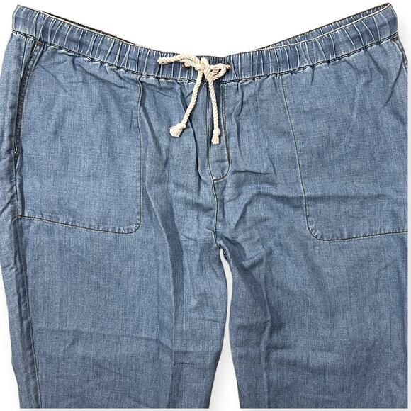 J Jill Pants Womens Denim Chambray Pull On Elastic Drawstring Cropped Blue 3X - Picture 6 of 12
